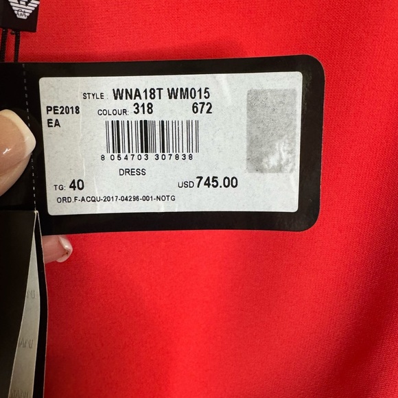 Bateau Neckline Knee-Length Emporio Armani Red Dress SZ 8 Italian 40 NWT - Picture 11 of 15